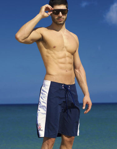Rio- Navy Board Shorts with white panel. Fit For Boyz logo.